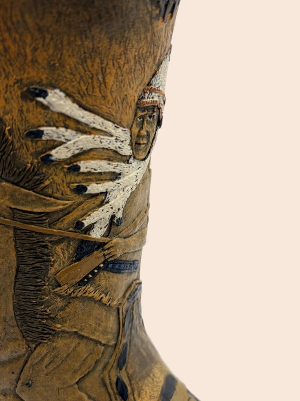 VTG Western Cowboy Boot Vase Native American Decor Rustic Resin Art Sculpture - Picture 8 of 12